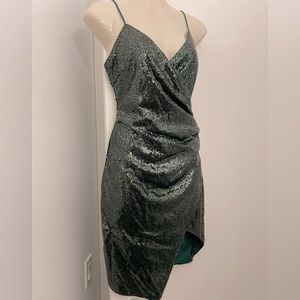 Emerald green sequins dress